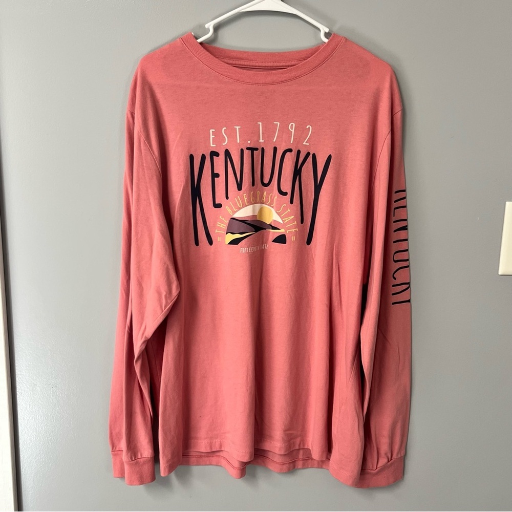 kentucky home free pink salmon‎ xl long sleeve crew neck cotton recycled poly